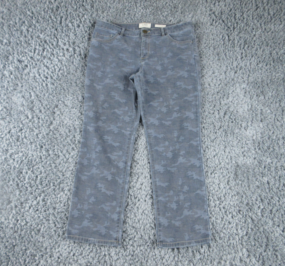 LOGO by Lori Goldstein Jeans Womens 12P Blue Camo Denim Straight 33x25*